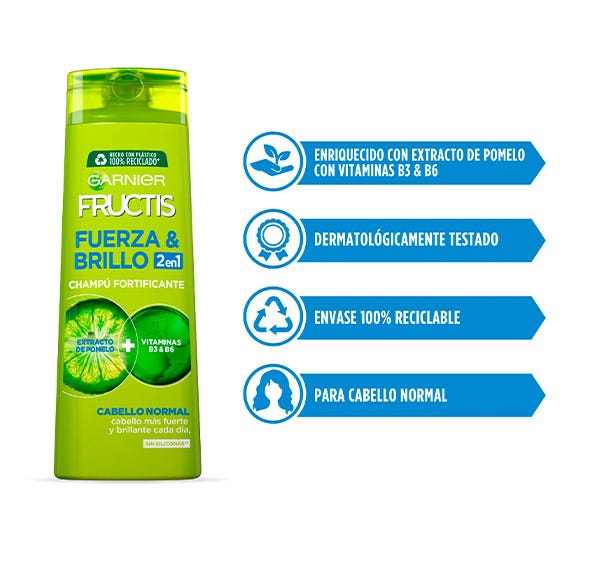 Champú Fructis Fuerza & Brillo 2 En 1
