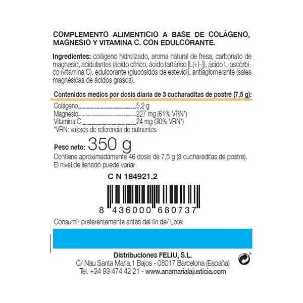 Colágeno Magnesio + Vit C Sabor Fresa