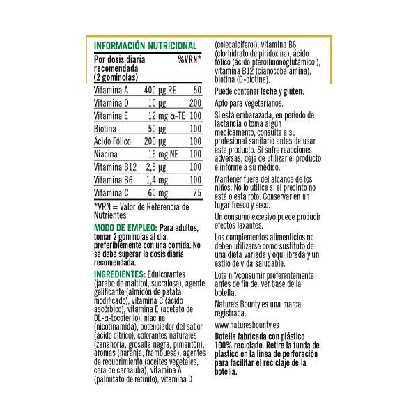 Multivitamínico Adultos Vitamina C y D3 Gummies