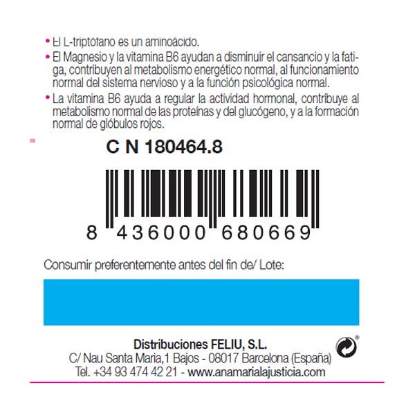 Triptófano Con Magnesio + Vitamina B6
